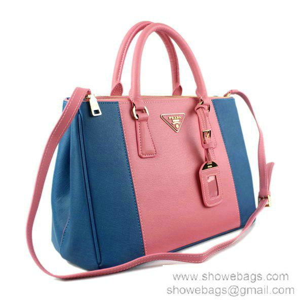 2014 Prada saffiano calfskin 33cm tote BN2274 pink&blue online shop - Click Image to Close